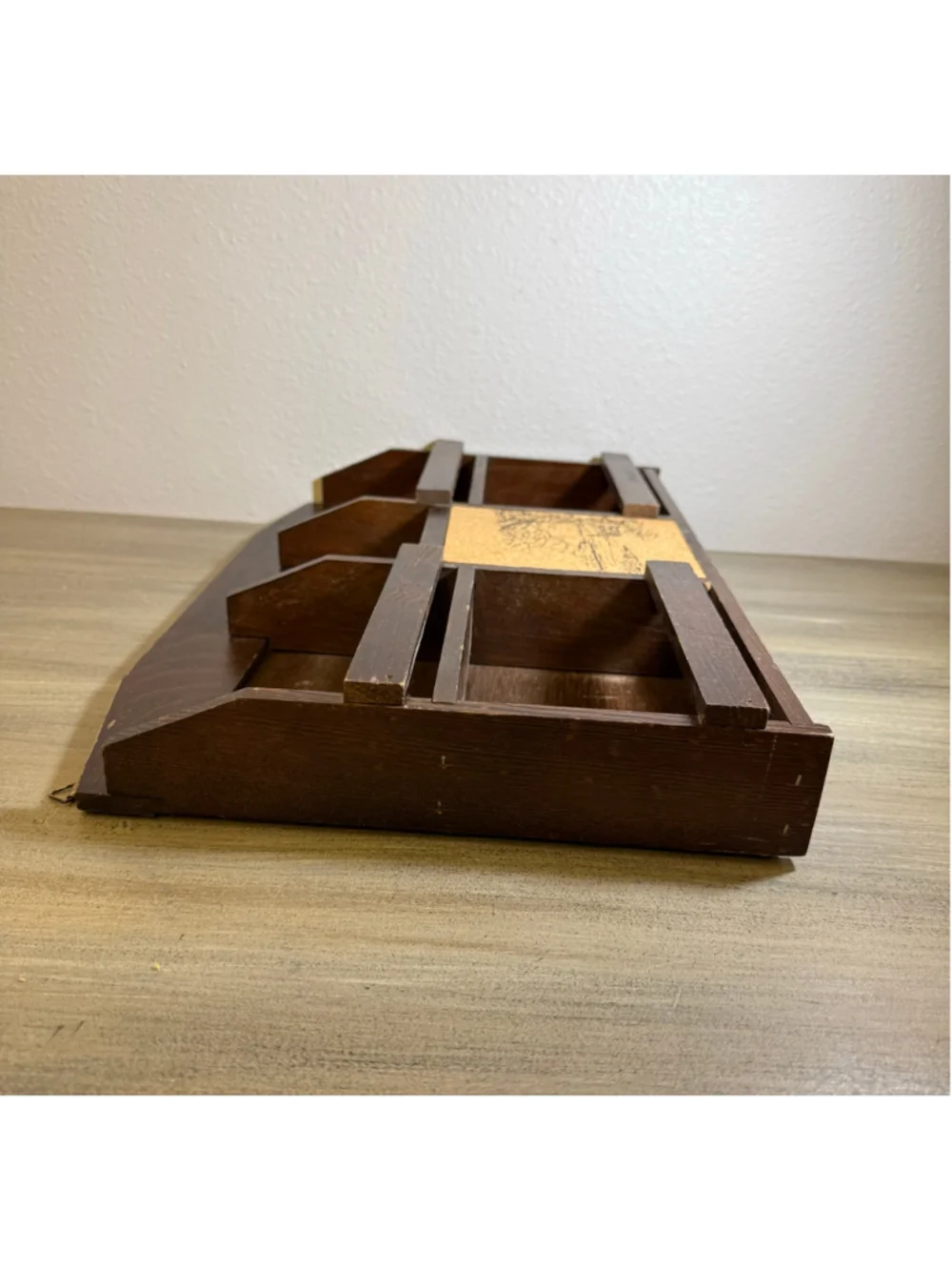 MCM Wooden Wall-Mount Letter Holder Office Organizer Landscape Scene